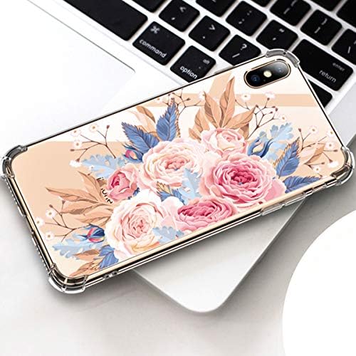 GLBYDLO iPhone Xs MAX Case, Clear iPhone Xs MAX Case, Flower Floral Pattern Clear Design with Shock Absorbent Protective Case Cover for iPhone Xs MAX(A)