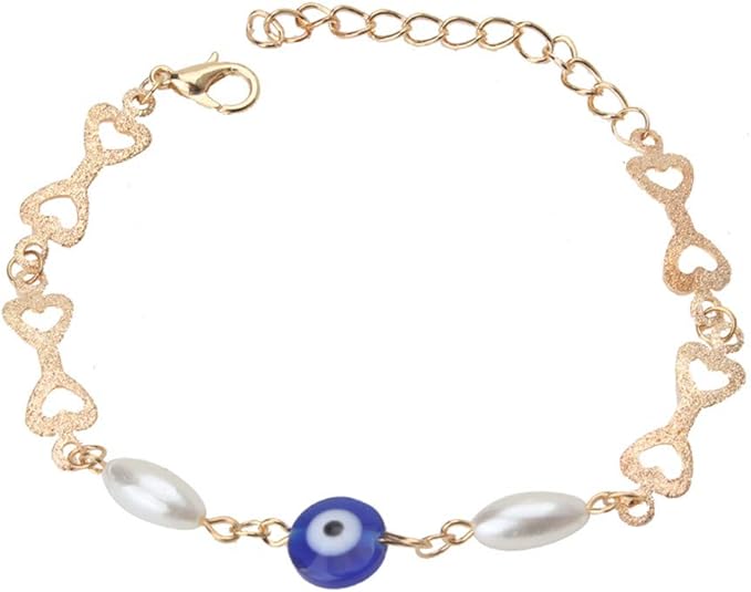New Blue Eye Bracelet Metal Trendy Link Chain Blue Evil Eye Bracelet