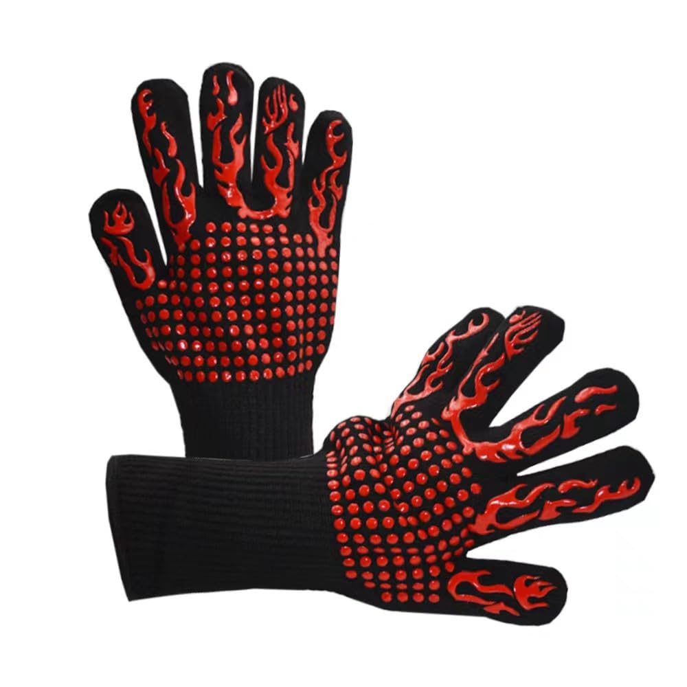 BBQ Gloves, Oven Mitts Grilling Gloves - Extreme Heat Resistant Oven Gloves, Non-Slip Silicone Cooking Gloves for Grilling, Barbecue, Baking, Welding