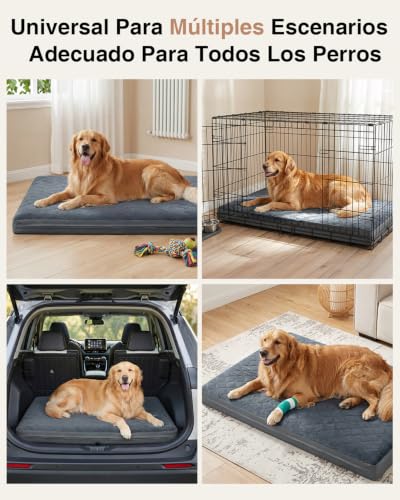 Favodormir Orthopaedic Large Dog Bed, XL Mattress for Dogs, Washable, Non-Slip Base, Grey 104 x 68 x 8 cm