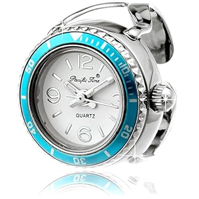 Die edle Funice Design Ringuhr Crystal Tourquoise (blau) - Die Damenuhr im Ring Design