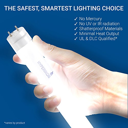 Hyperikon 4 Foot LED Tube, T8 T10 T12 40 Watt Replacement (18W), Dual End Ballast Compatible