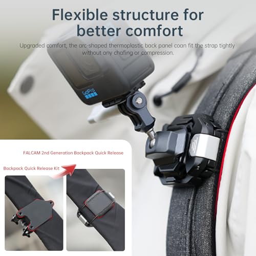 FALCAM F38 Camera Clip V2 with Plate Quick Release System, Camera Strap Mount Backpack with 1/4 Inch to 3/8 Inch Screw Thread, Arca-Swiss Compatible, Universal Mounting Base Adapter for Shoulder Strap