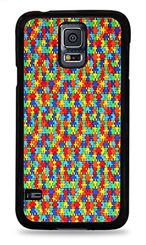 Trendy Accessories Colorful Jigsaw Puzzle Pieces Pattern Black Silicone Case for Samsung Galaxy S5