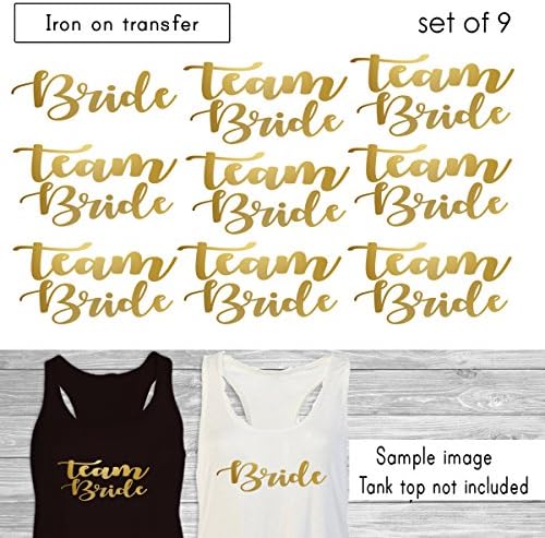 SET of 9 iron on,1-Bride ,8-Team Bride iron on transfers,Bachelorette Party- Iron on -DIY Heat Transfer for T shirt(#AN)
