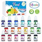 18 Color Food Coloring - Neon Cake Food Coloring Set for Baking, Decorating, Fondant and Cooking - Liquid Icing Food Colors Dye for DIY Slime Making and Crafts - .38 fl. oz. Bottles