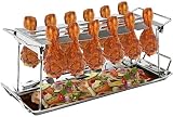 Sorbus Chicken Leg Grill Rack 12 Slot - for Chicken Legs or Wings - Chicken Drumstick Roaster for Oven, Smoker, or Grill, Great for Barbeques, Picnics (Chicken Grill Rack - Silver)