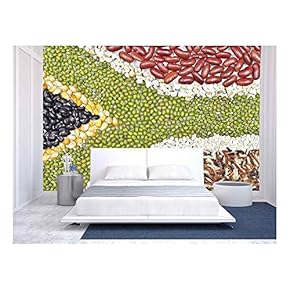 Africa Flag Food on White Background - Removable Wall Mural | Self-Adhesive Large Wallpaper - 66x96 inches