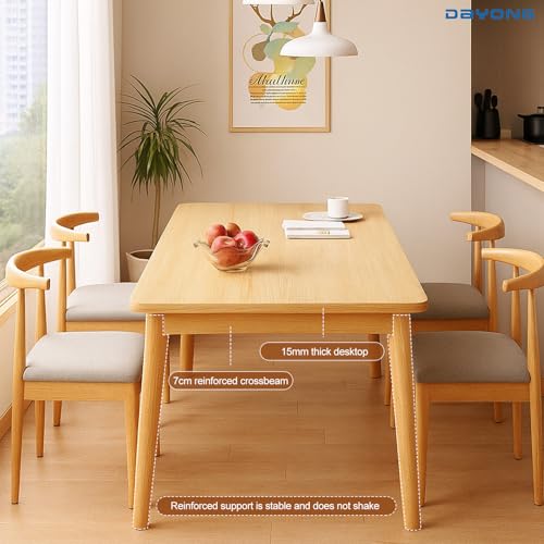 DAYONG Wood Dining Table,Kitchen Dinner Table with Soild Wooden Legs, Modern Rectangle Table for Home Study Office Restaurant Party(Wood, 120 * 60 * 75CM)