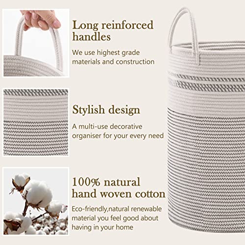 Woven Rope Laundry Hamper Basket by YOUDENOVA, 58L Tall Luandry Basket
