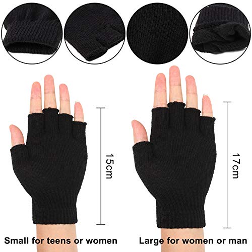 Cooraby 12 Pairs Winter Half Finger Gloves Flexibly Stretchy Knit