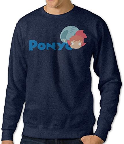 FHFHQ Men's Crew Neck Sweater Ponyo Cartoon Movie Logo Navy Size 3X