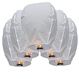 Teekland 50 Piece Fire Sky Lanterns, Chinese Paper Sky Flying, Wishing Lantern Lamp Candle, Party Wedding Wish Kongming Wish Lanterns ,White