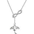 BEKECH Stingray Lovers Gift Stingray Pendant Lariat Y Necklace Manta Ray Ocean Sea Animal Jewelry for Women Girls
