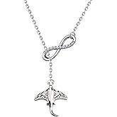BEKECH Stingray Lovers Gift Stingray Pendant Lariat Y Necklace Manta Ray Ocean Sea Animal Jewelry for Women