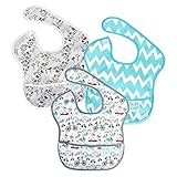 Bumkins Waterproof SuperBib 3 Pack, N15 (Urban Bird/Blue Chevron/Bird Park) (6-24 Months)