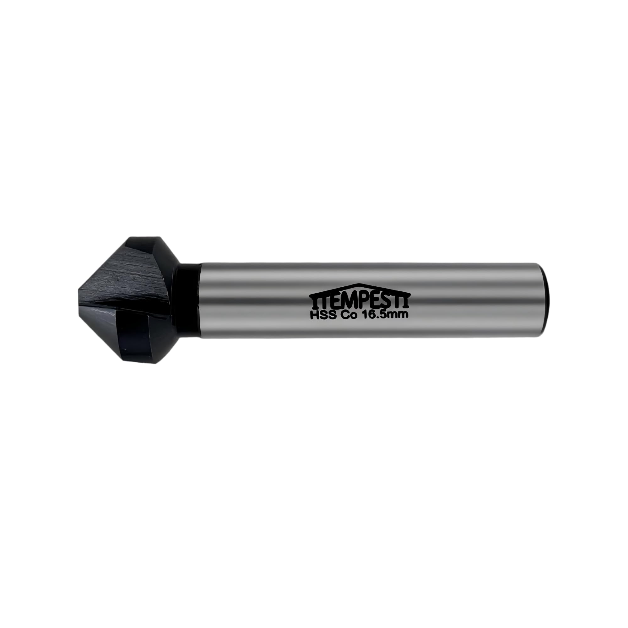 ITEMPESTI Countersink 90° Diameter 16.5 mm - Made of M35 - TiAlN Coating - Robust and Heat Resistant - for Stainless Steels - Shaft 10 mm