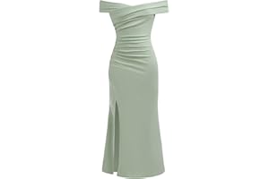 SHENHE Girl's Off The Shoulder Dress Slit Ruched Bodycon Wedding Guest Graduation Party Dress