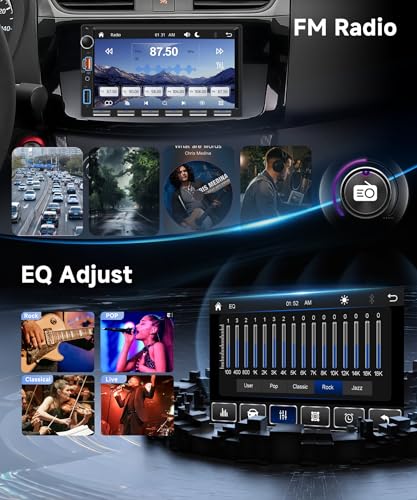 VECHTEL Car Radio 2 Din Piano Keys with CarPlay Android Auto Wireless, 7 Inch IPS HD Touch Screen Car Radio Support Bluetooth FM Radio USB/Type-C Mirror Link SWC Rear Camera
