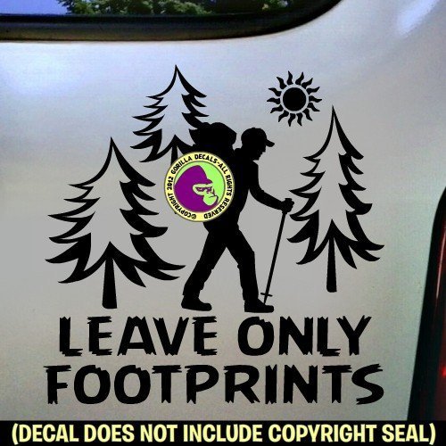 LEAVE ONLY FOOTPRINTS Hiker Vinyl Decal Sticker E
