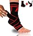 ATHLEDICT Ankle Brace Compression Sleeve with Removable Strap to Stabilize, Protect and Relieve Pain from Tendon Injuries and Plantar Fasciitis (Black/Red, L)