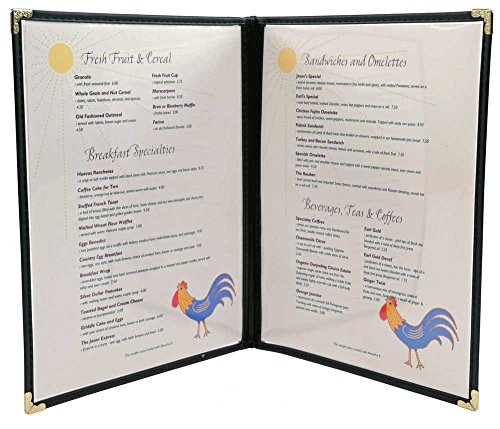 Vinyl Sewn Edge Menu Covers - Cafe Style Menu Covers - 5.5 x 8.5, Black Pack of 25