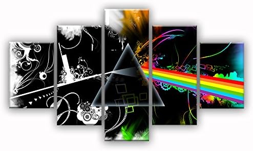 Rock Music Abstract Wall Art Canvas Prints Art Home Decor for Living Room Black and White Modern Pictures Pictures 5 Panel Large HD Printed Painting Framed Ready to Hang