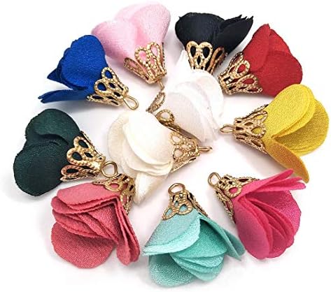 100Pcs Chiffon Handmade Tiny Soft Tassels Mini Tassels,Colorful Tassels, Earring Tassels Assorted Colors Randomly (12)