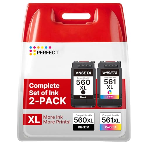 PG-560XL CL-561XL Cartridges Compatible with Canon 560 561 Printer Cartridges Multipack Ink Cartridge for Canon 560XL 561XL for Pixma TS5350 TS5351 TS5352 TS5353 TS7450 TS7451 (Black, Colour, Pack of 2)