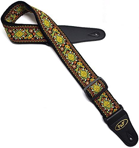 CARBAYSTAR High quality fashion folk guitar guitar straps,classical national style embroidery, electric guitar straps (Yellow)