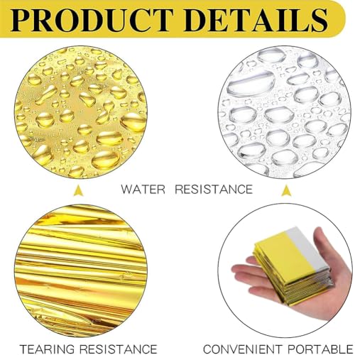 Thermal Blanket Silver Gold, 3 Pieces 210 x 160 cm, Emergency Rescue Blanket, Outdoor, for Hiking and Survival
