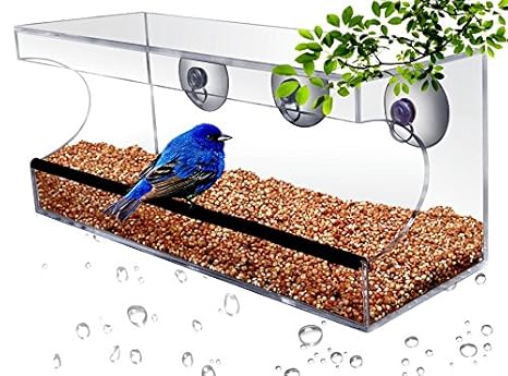 Crystal Clear Bird Feeder Suction Window Feeders Birds Cats And