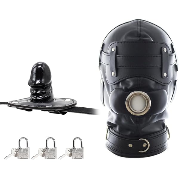 Amazon.com: Full Face Mask Head Hood Faux Leather Open Mouth  display picture 3