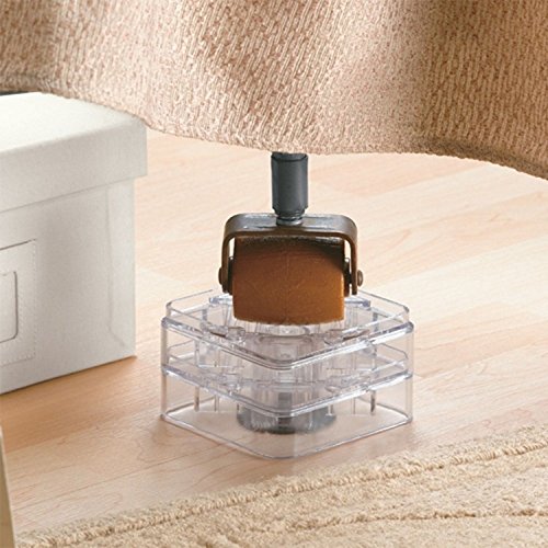 Bed Risers Fadyshow Furniture Lift Risers Create Under Bed Storage Dorm Set of 8 Pieces (1, Clear)