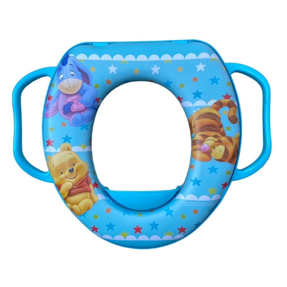 Winnie the Pooh Disney Baby Toilet Reducer Universal Toilet Seat Adapter with Light Blue Handles