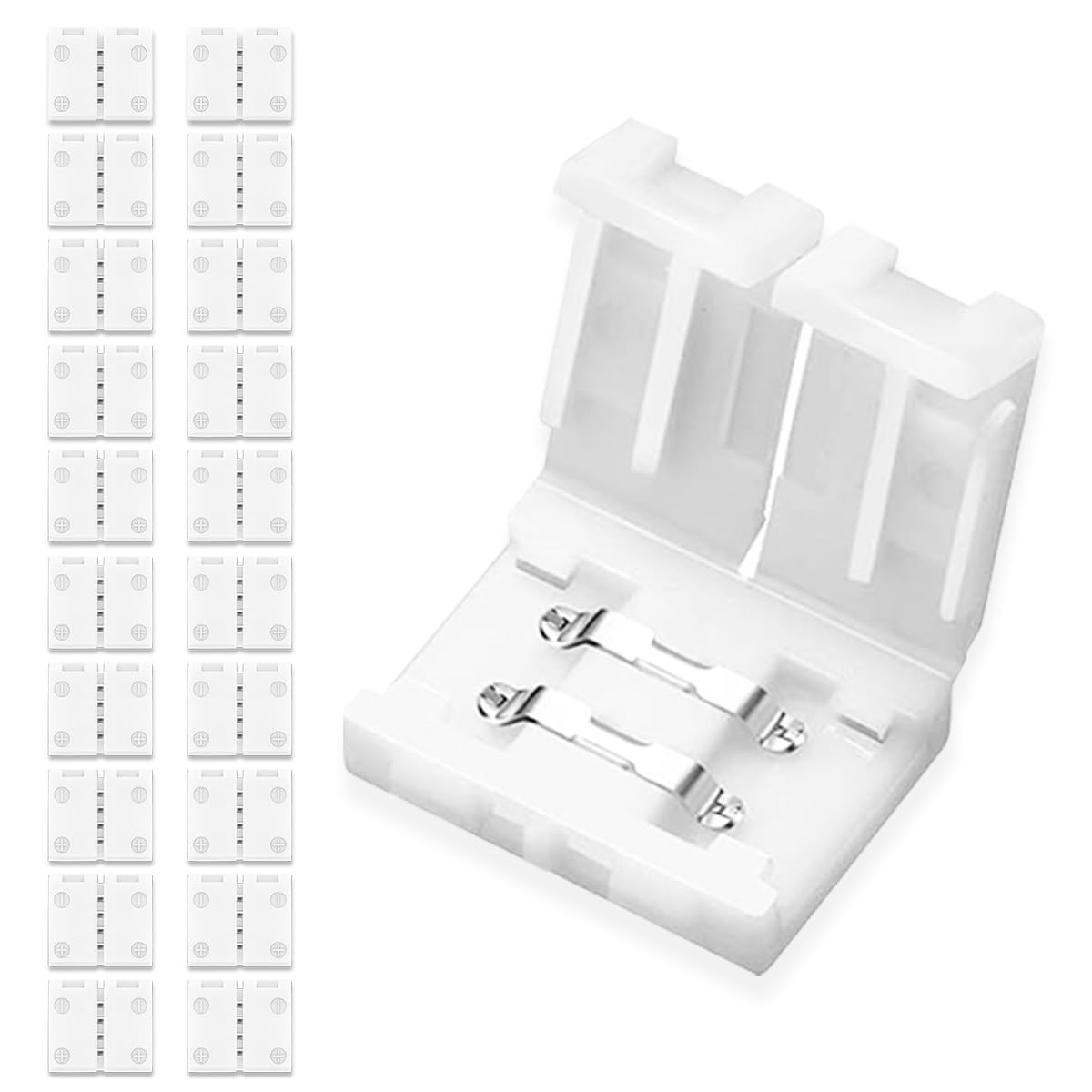 UBRAVE LED Light Connector, 20 Pcs 8mm 2 Pin RGB LED Connector, LED Strip 2 Pin Connector, 8mm Gapless Adapter for RGB SMD 3528/2835 RGB Multicolor LED Strip Lights 12V-24V, White