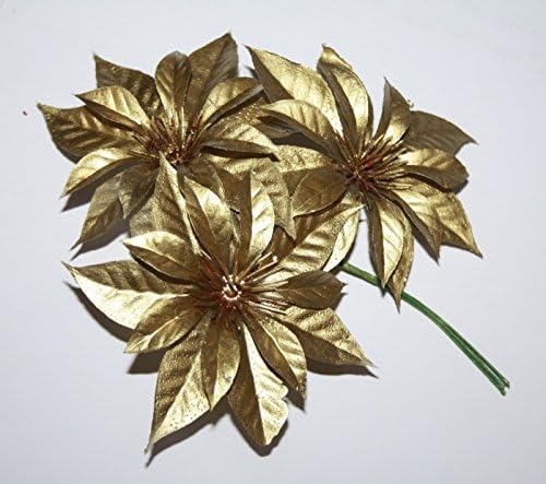 Artificial Poinsettia Pick On Wire Stems (Gold)