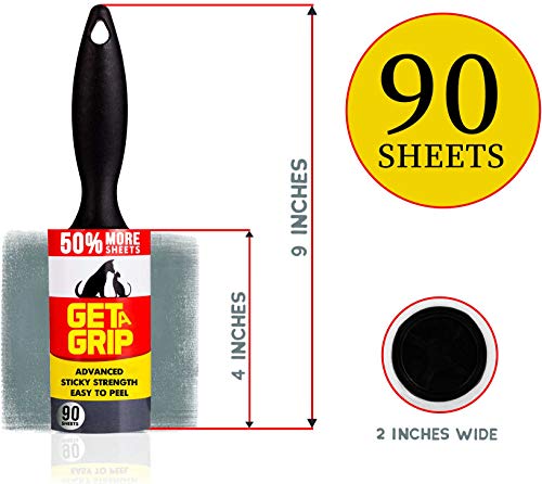(3 Rolls - 270 Extra Sticky Sheets)- Lint Rollers for Pet Hair, Clothes, and Furniture - Heavy Duty Handles by GET A GRIP