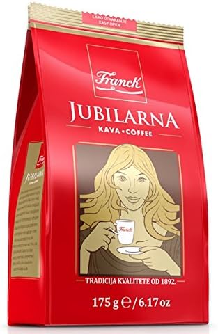 Mleta Kava Franck Jubilarna - Ground Coffee for Preparation of Turkish Coffee, Pack of 4 x 175g (6.17 oz) Bags