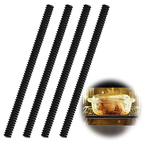 Oven Rack Protectors - 4 Pack Heat Resistant Silicone Oven Guards - Child Safety Protection Toaster Baking Edge Shields - Against Burns and Scars(14inch) (Black)