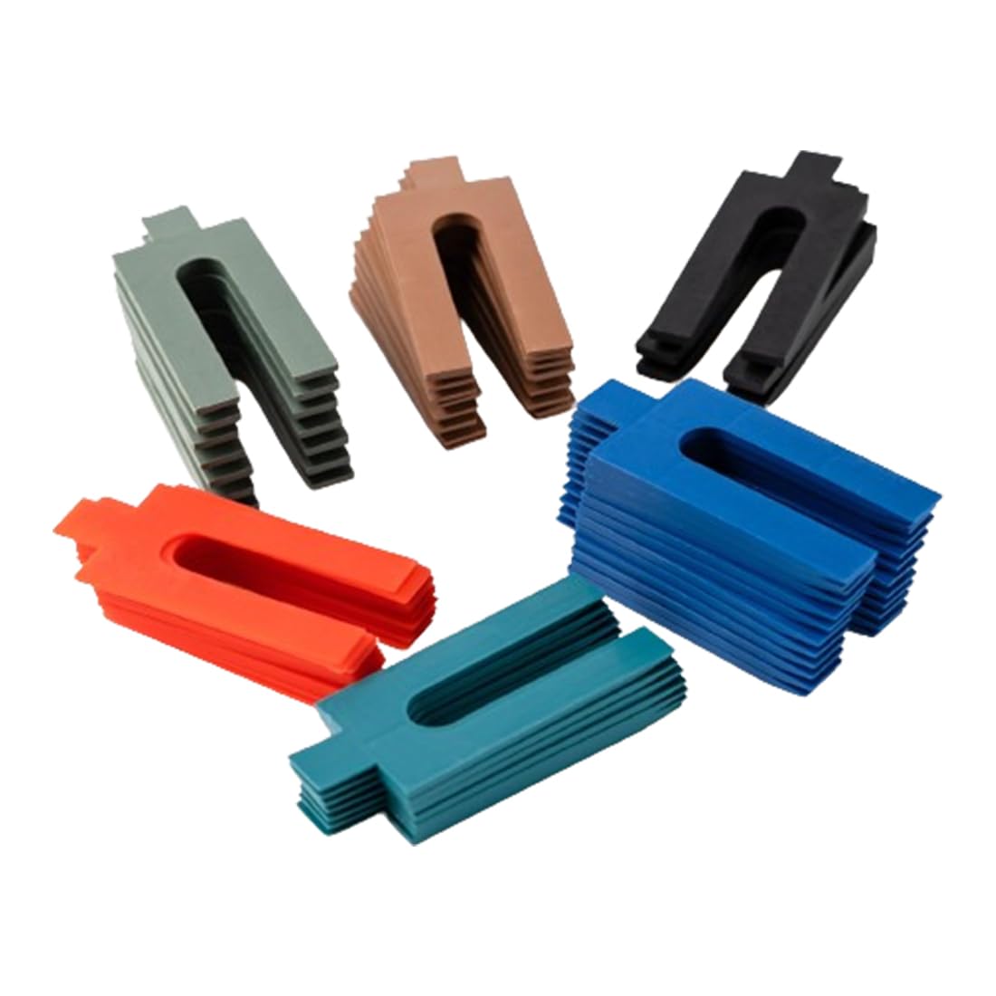 LAWALEISHE 100pc Plastic Packers,Packing Spacers Set,6 Sizes 1mm-6mm Multicolour Plastic Shims,Colour Coded Ideal for Battens, Window Frame Fixing and Spacing