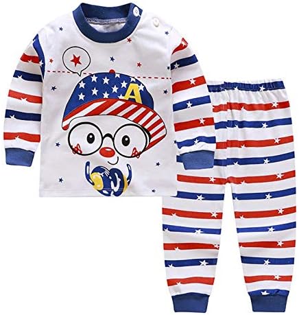 Amazon Co Jp 子供の綿の下着スーツ男の子秋と冬モデルパジャマ赤ちゃん秋の服女の子ホームサービス長袖 ホーム キッチン