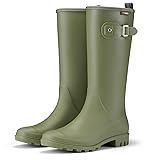 HISEA Women Rain Boots Slim Calf PVC Rubber Boot