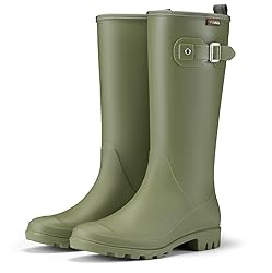 HISEA Women Rain Boots Slim Calf PVC Rubber Boot