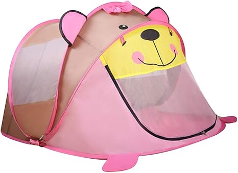 Amazon 子供テント キッズテント プレイテント 収納便利 遊具部屋 軽量 ポータブル 漫画 くまの形 ピンク キッズテント ホビー