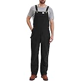 HISEA Flex Canvas Overalls for Men, Bib Work Double Knee Stretch Overall, Relaxed Fit Lightweight Workwear with Pockets