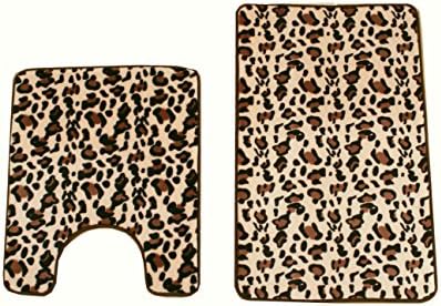 maiija 2 Piece Leopard Memory Foam Non-slip Contour Memory Foam Bathmat Set