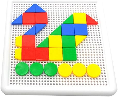 QIYO 110pcs Jigsaw Pegboard Puzzles Creative Elementary Educational Mosaic Puzzle Intellect Block Building Toys for Kids