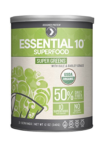 Designer Protein Essential 10 Super Greens Organic Superfood, 12 Ounce