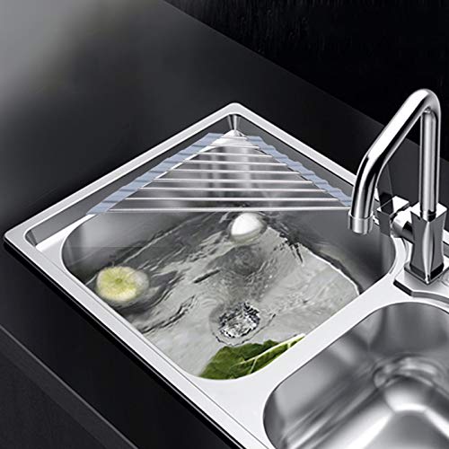 AAKitchen SUS304 Stainless Still Dish Drying Rack Over Sink Corner Dish